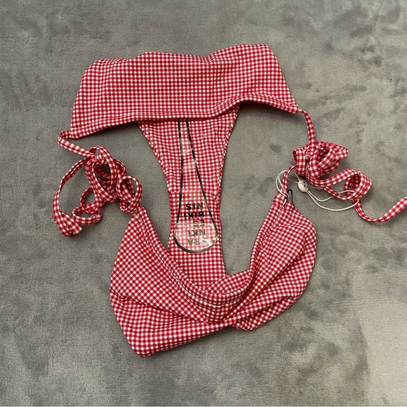 New! Frankie’s Bikinis Red White Tia Skimpy Gingham Bikini Bottom 4660 - Picture 5 of 7